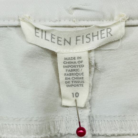 EILEEN FISHER Jeans 10 Organic Cotton Stretch Denim Slim Ankle Bone White - Picture 5 of 15